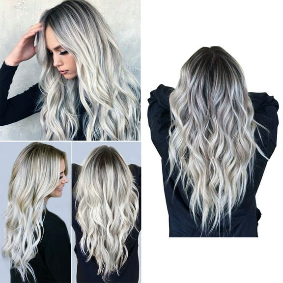 DOPI Human Hair Wigs For Women Black Color Natural Lace Hair Sexy Gradient Blonde Party Wigs Long Curly Hair Mixed Colors Synthetic Wig