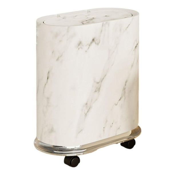 Cubo de basura con ruedas extraíbles, cesta para basura, ahorra espacio, tapa sellada. Blanco