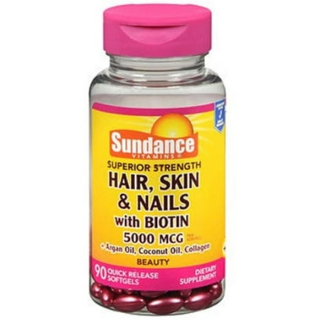 3 Pack - Sundance Hair, Skin & Nails with Biotin 5000 mcg Dietary Supplement, 90 ea