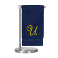 thumbnail image 1 of Monogrammed Bath Towel, Personalized Gift, 27 x 54 inches - Set of 1 - Gold Script Embroidered Towel - 100% Turkish Cotton- Soft Terry Finish - for Bathroom or Spa - Script U Navy, 1 of 1