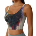 thumbnail image 2 of Rateoe Colorful Ink Cute Horse Print Womens' Sports Bras Scoop Neck Sports Vest- Padded U Back Seamless High Impact Support, 2 of 7