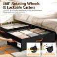 thumbnail image 3 of Under Bed Storage with Wheels, 2 Pack Under Bed Storage Containers with Compartments, Underbed Shoe Storage Organizer Bins, Rolling Drawers for Clothes, Blankets, Toys (Black), 3 of 9