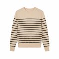 thumbnail image 4 of Women's Pullover Sweater Striped Crewneck Knit Fall Winter Slim Fit Lightweight Tops Loose Casual Sweaters, 4 of 4