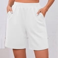 thumbnail image 4 of Miluxas Women's Summer Athletic Shorts Pull on High Waisted Yoga Shorts with Pockets Soft Stretch Workout Running Shorts Work Casual Bermuda Shorts White, 4 of 9