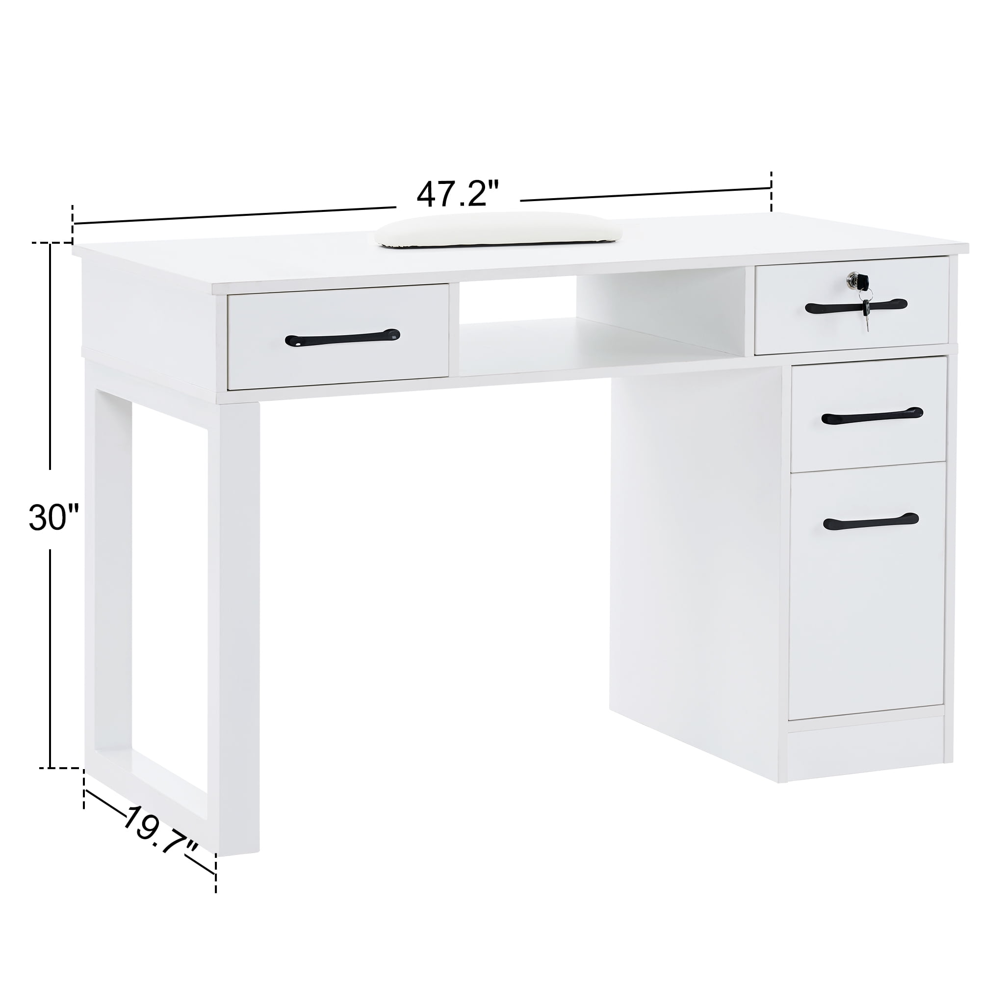 BarberPub Makeup Vanity Desk with Drawers, Manicure Table with Storage  Cabinet