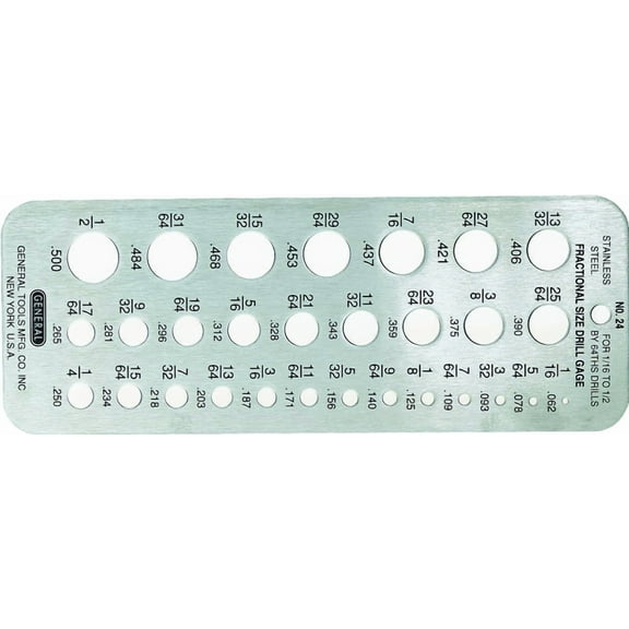 General 24 Series Drill ga, 6-3/4 in L x 2-3/8 in W Dimensions, Stainless Steel