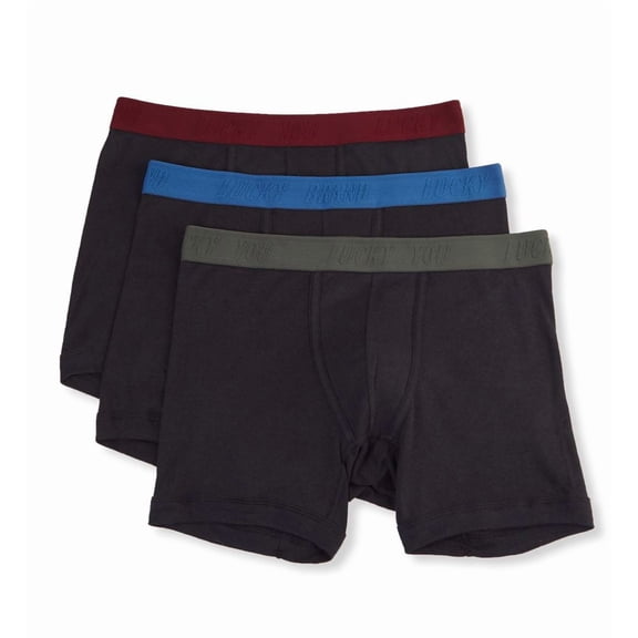 Men's Lucky 193PB02 Cotton Modal Boxer Briefs - 3 Pack (Jet Black XL)