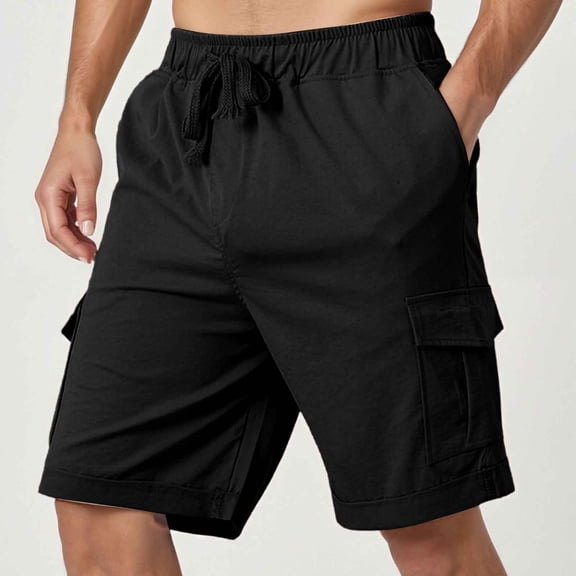 FASHOFT Cargo Shorts for Men Casual Golf Lightweight Stretch Shorts Hiking Work Summer Shorts with Multiple Pockets Black L