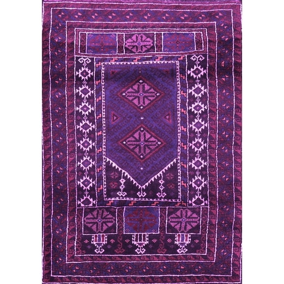 Ahgly Company Indoor Rectangle Persian Purple Traditional Area Rugs, 5' x 7'