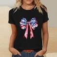 thumbnail image 2 of SELONE Athletic Shirts Women Fourth of July Print Bow Pullover Crewneck Short Sleeve Tops Patriotic Graphic Clothes, 2 of 4