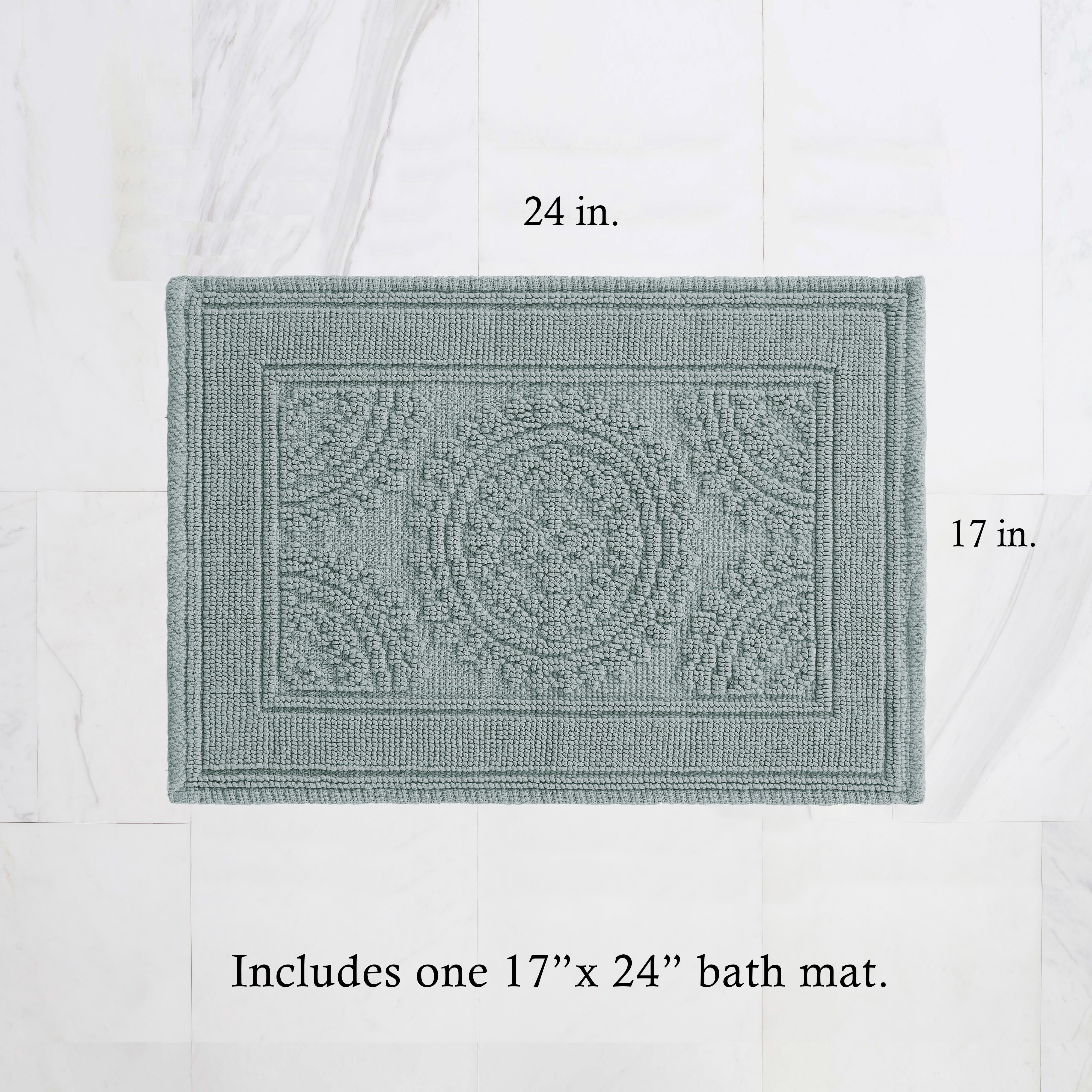 Grey Blue,Medallion, 17x24 in Bath Rug, Jean Pierre