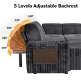 thumbnail image 6 of 7-Seater Sectional L-Shaped Sofa with 2 Cup Holders and USB Port, 5-Position Adjustable Backrest, Built-in Table, Dual Storage Armrests, Modern Convertible Couch for Living Room, 6 of 9