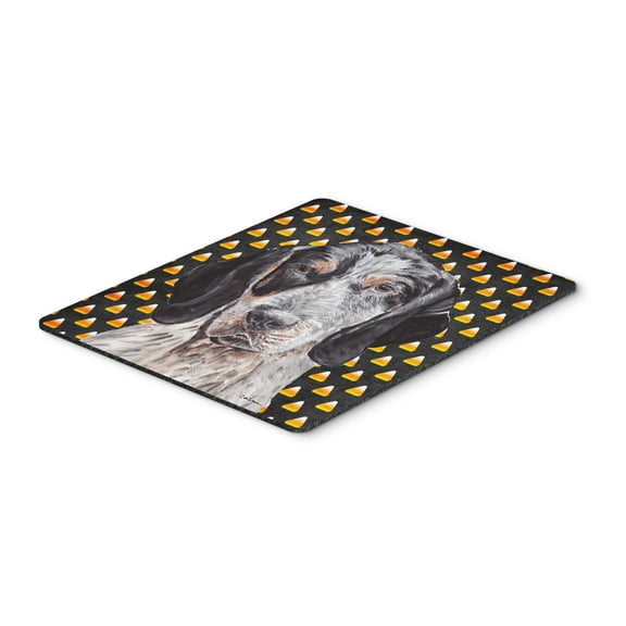 "Blue Tick Coonhound Candy Corn Halloween Mouse Pad Hot Pad or Trivet"