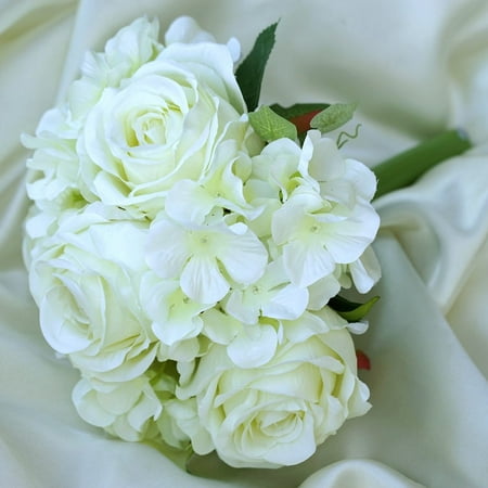 Efavormart 4 Bouquets Of Realistic Artificial Rose Hydrangea Flower For Diy Wedding Bouquets Centerpieces Party Home Decorations