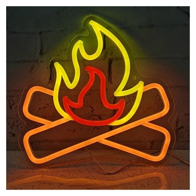 Letrero De Neón Con Forma De Fuego Para Fiestas, Juegos, Chimenea, Decoración Para Niños, Familia, Dormitorio, Festivales, Bares 30cmx29cm