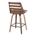 thumbnail image 4 of Trevi Mid-Century Modern Counter Stool in Walnut Wood and Grey Fabric by LumiSource - Set of 2, 4 of 7