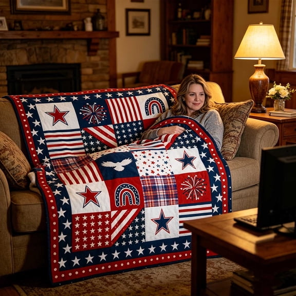 Personalized 250 Anniversary Patriotic Throw Blanket, 4th of July Memorial Day Decor Blanket for Sofa Couch Bed,