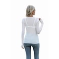 thumbnail image 4 of WIHOLL Womens Mesh Tops Lace Long Sleeve Shirts Crewneck Slim Fitted Outfits See Through Blouses Natural White Shirts, 4 of 7
