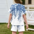 thumbnail image 3 of Grblisyd Girls 2 Piece Outfits Summer Cute Floral Print Ruffle Short Sleeve T-shirt Drawstring Shorts Sets, 3 of 4