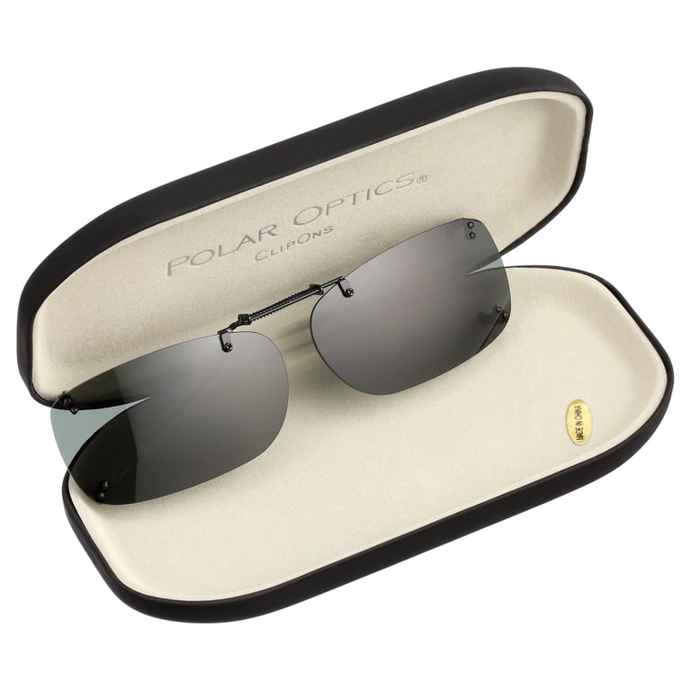 New In Case Polar Optics Clip On Sun Shades Polar Optics Clip On Premium Polarized Gray Sunglasses With  main image 2