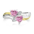 thumbnail image 2 of Gem Stone King 925 Silver and 10K Yellow Gold Pink Moissanite and White Lab Grown Diamond Ring for Women (1.02 Cttw, Gemstone, Heart Shape 5MM, Size 5), 2 of 5