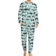 thumbnail image 1 of Pijama de tiburón divertido, conjunto de pijama de 2 piezas con estampado de vida marina de manga larga para hombre, ropa de dormir romántica de gran tamaño con gráficos de otoño, 1 of 5