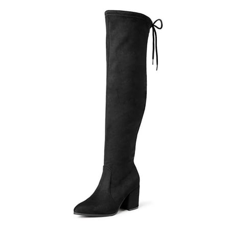 

Womens Ladie Thigh High Over The Knee Boots Stretch Block High Heel Party Boots
