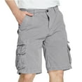 thumbnail image 4 of hopeusnice Mens Workout Casual Beach Solid Color Fashion Summer Cotton Linen Cargo Shorts Activewear Running Shorts Straight Buttons Zipper with Pockets Pants Mid Waist Gray XL, 4 of 6