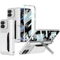 Magnetic Case for Google Pixel 9 Pro Fold Case Wallet with Card Holders, Camera Cover & Kickstand Built-in Screen Protector Anti-Scratches Shockproof Protective Case, Silver