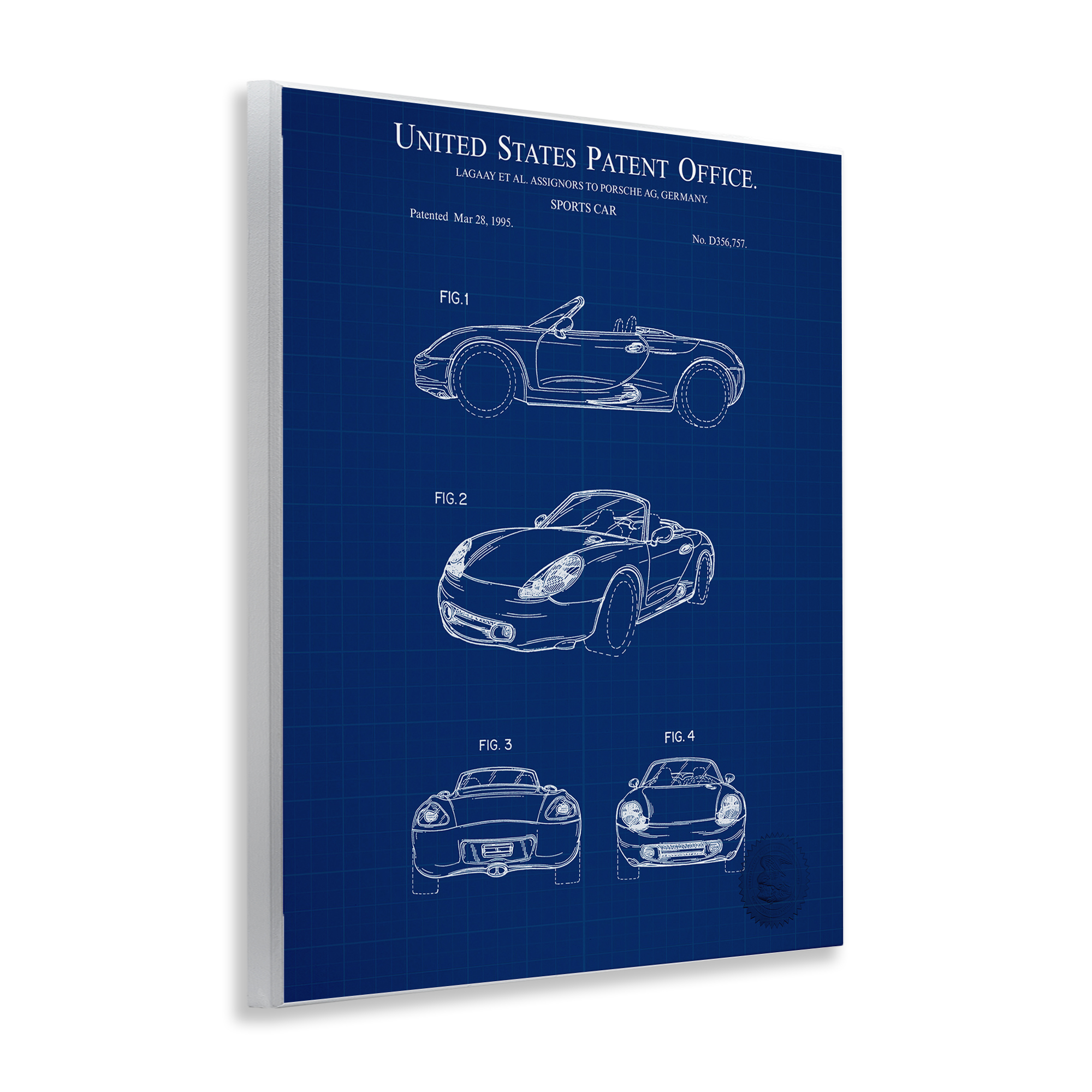 Stupell Industries Sports Car Blueprint Transportation Painting Unframed Art Print Wall Art, 11 x 14
