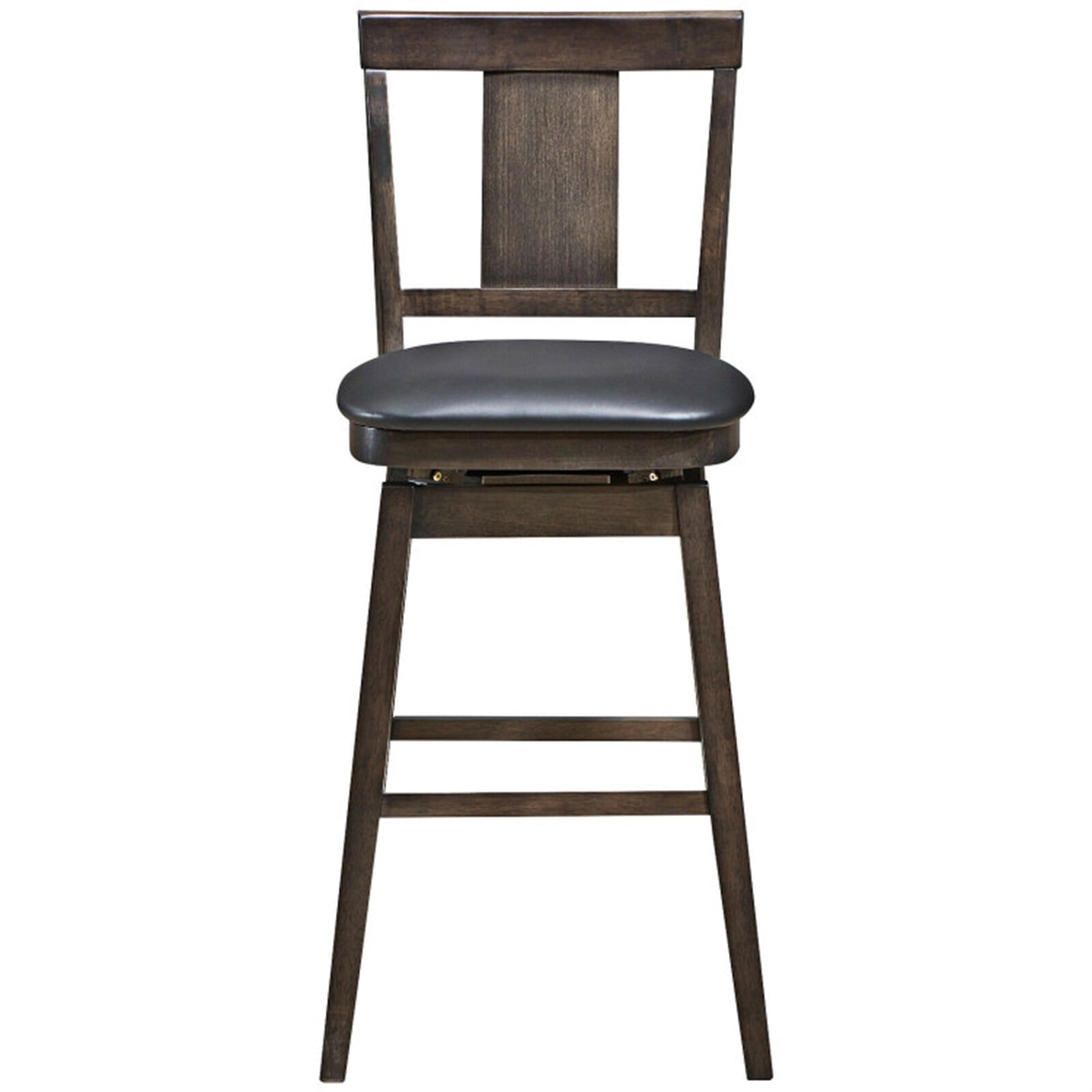 Demi Bonn 29" Swivel Upholstered Counter Height Bar Stools with Rubber Wood Legs, Modern Dining Chair with Backrests, Black