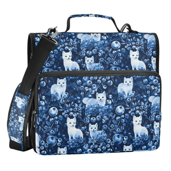 ALAZA Zipper Binder Fox in Blueberries 3 Ring Trapper Keeper File Folder Organizer Bag