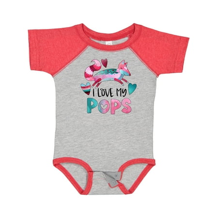 

Inktastic I Love My Pops Pink and Blue Fox with Hearts Gift Baby Boy or Baby Girl Bodysuit