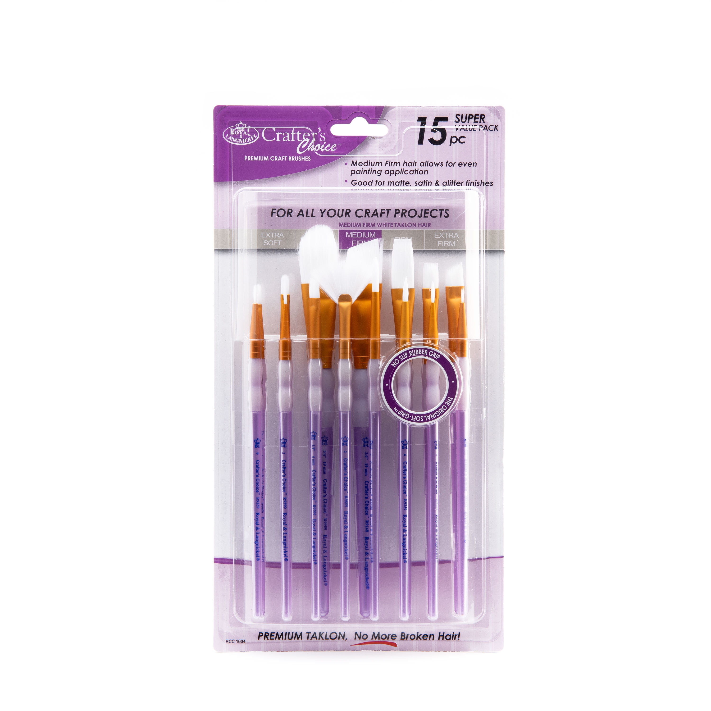Pack of 11 Royal and Langnickel Crafters Choice Round Taklon Variety Brush Set White