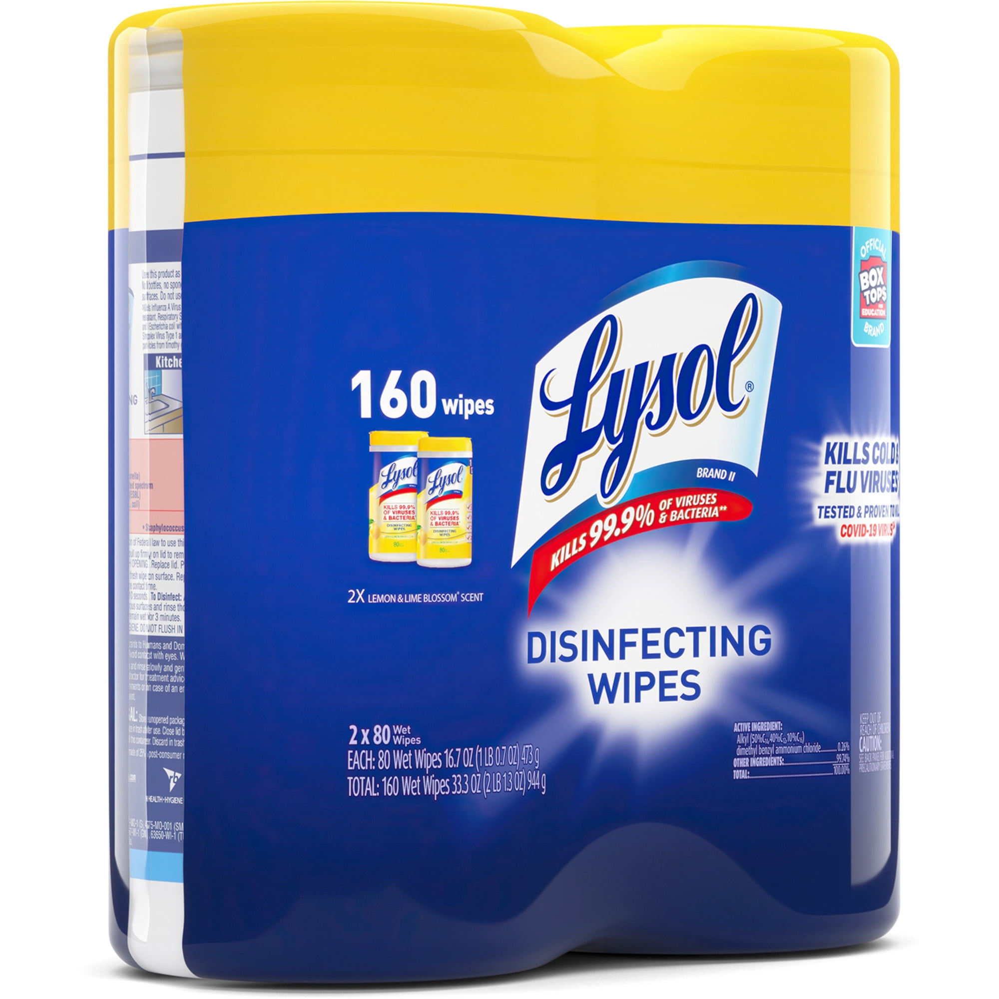 Disinfecting Wipes 7 X 8 Lemon And Lime Blossom 80 Wipes/Canister 2 Canisters Per Pack 3 Packs Per Each Carton | 1 Carton of: 3