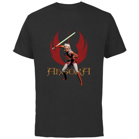 Star Wars Ahsoka Tano with Lightsaber and Jedi Order Symbol - Short Sleeve Cotton T-Shirt for Adults - Customized-Black