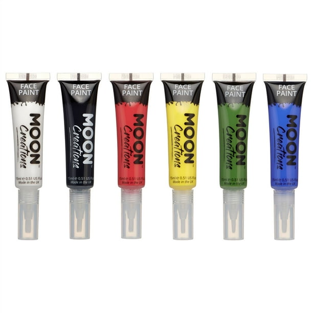 Moon Creations Face Paint with Brush Applicator Primary Colours Set