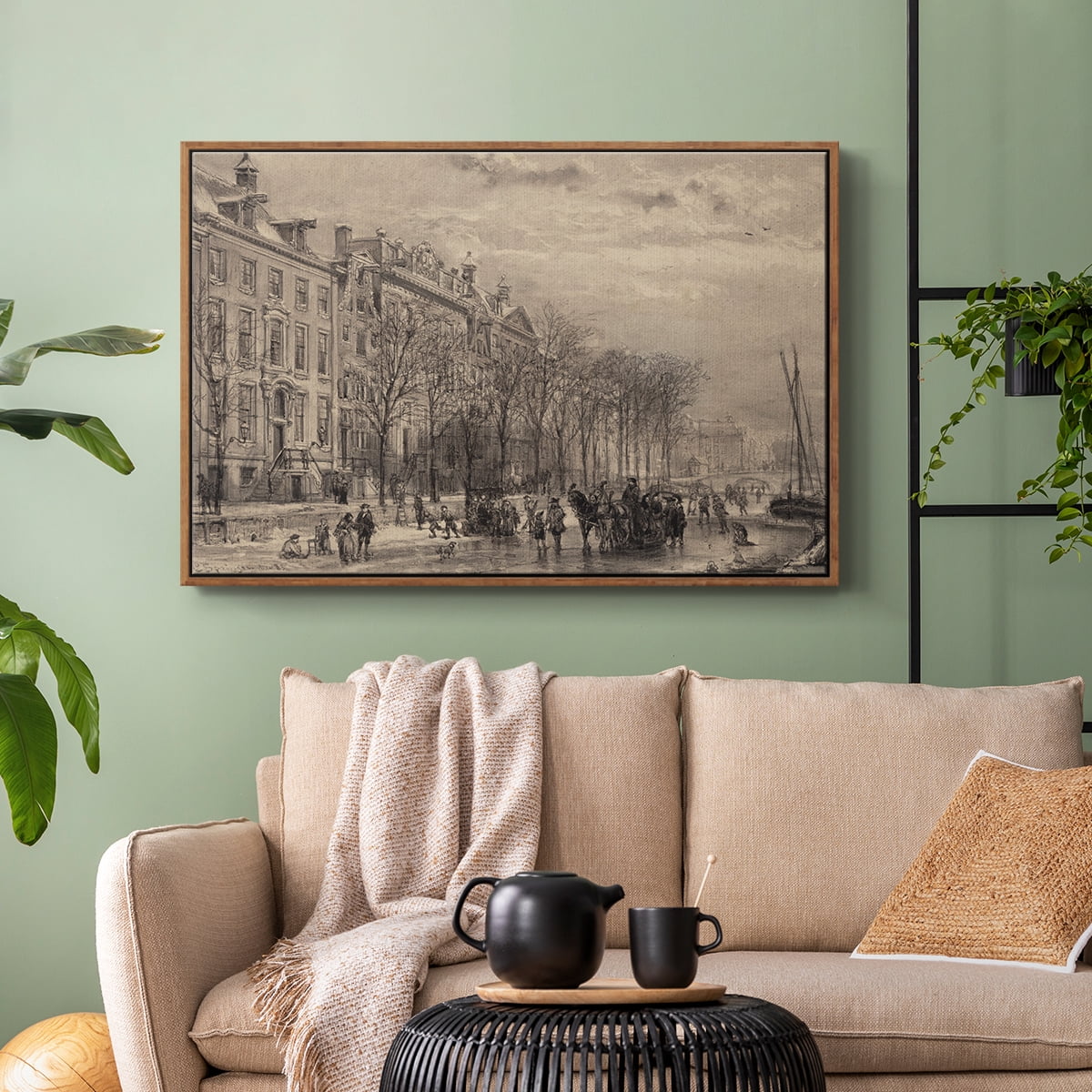 Vintage Landscape-CCXXXIII By Wexford Home Framed in Walnut Wood Gallery Wrapped Canvas 27 in. x 41 in.