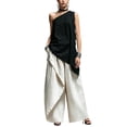 thumbnail image 7 of Gsakboxl Womens Tops Women Asymmetric One Shoulder Cotton Linen Sleeveless Top Soft Breathable Loose Fit Summer Casual Single Shoulder T-Shirt For Vacation Daily Outfit Black L, 7 of 7