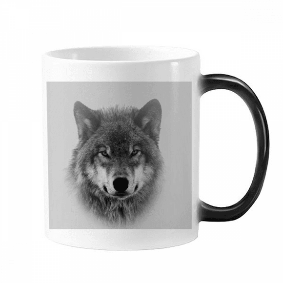 Gray Wolf Hunts Fiercely Art Deco Fashion Mug Changing Color Cup Morphing Heat Sensitive 12oz