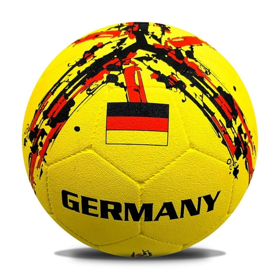 Synco Flag Molded Rubber Football Soccer Ball Highly Durable 32 Panel Football Street Football, Yellow (Germany) Size-5 | From High-Quality Rubber Material