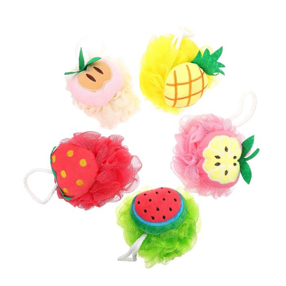 Juego de 5 esponjas exfoliantes suaves para ducha, ideales para pieles sensibles y para la limpieza corporal diaria.