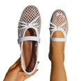 thumbnail image 2 of Women's Mesh Ballet Flats Fishnet Ballerina Flats Buckle Strap Mary Jane Causal Daily Dress Shoes, 2 of 7