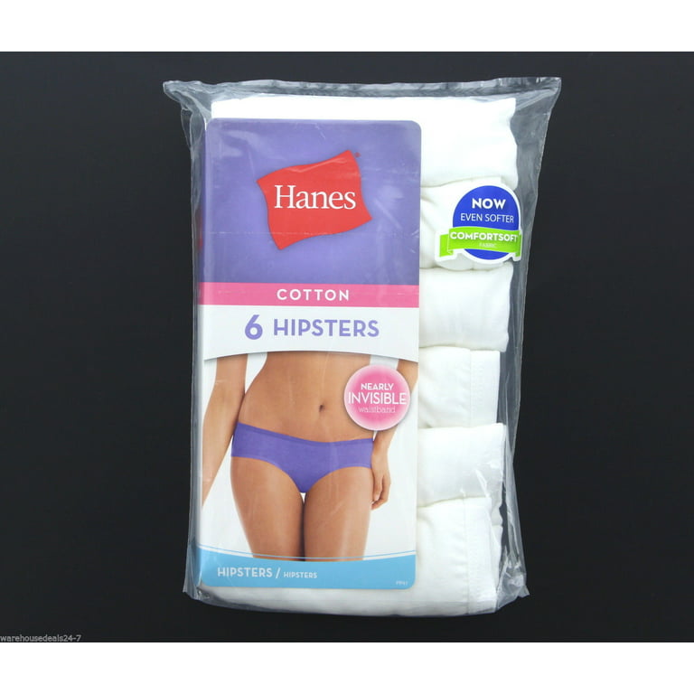 Hanes Womens No Ride Up Comfortsoft Underwear Hipster Panties 6 Pk SZ 7 