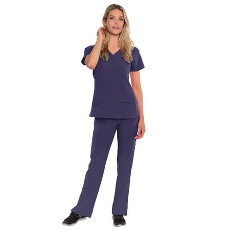 

Med Couture Activate Women s V-Neck Racerback Scrub Top & Yoga 2 Cargo Pocket Scrub Pant Set [XS - 3XL]