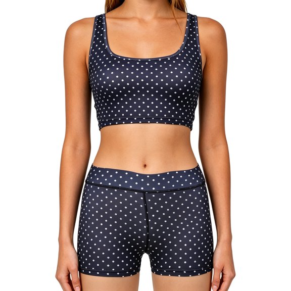 Women's Tracksuit 2 Piece Yoga Outfit Dots Print Crop Tanks Top Sports Bra and High Waist Biker Shorts Workout Set