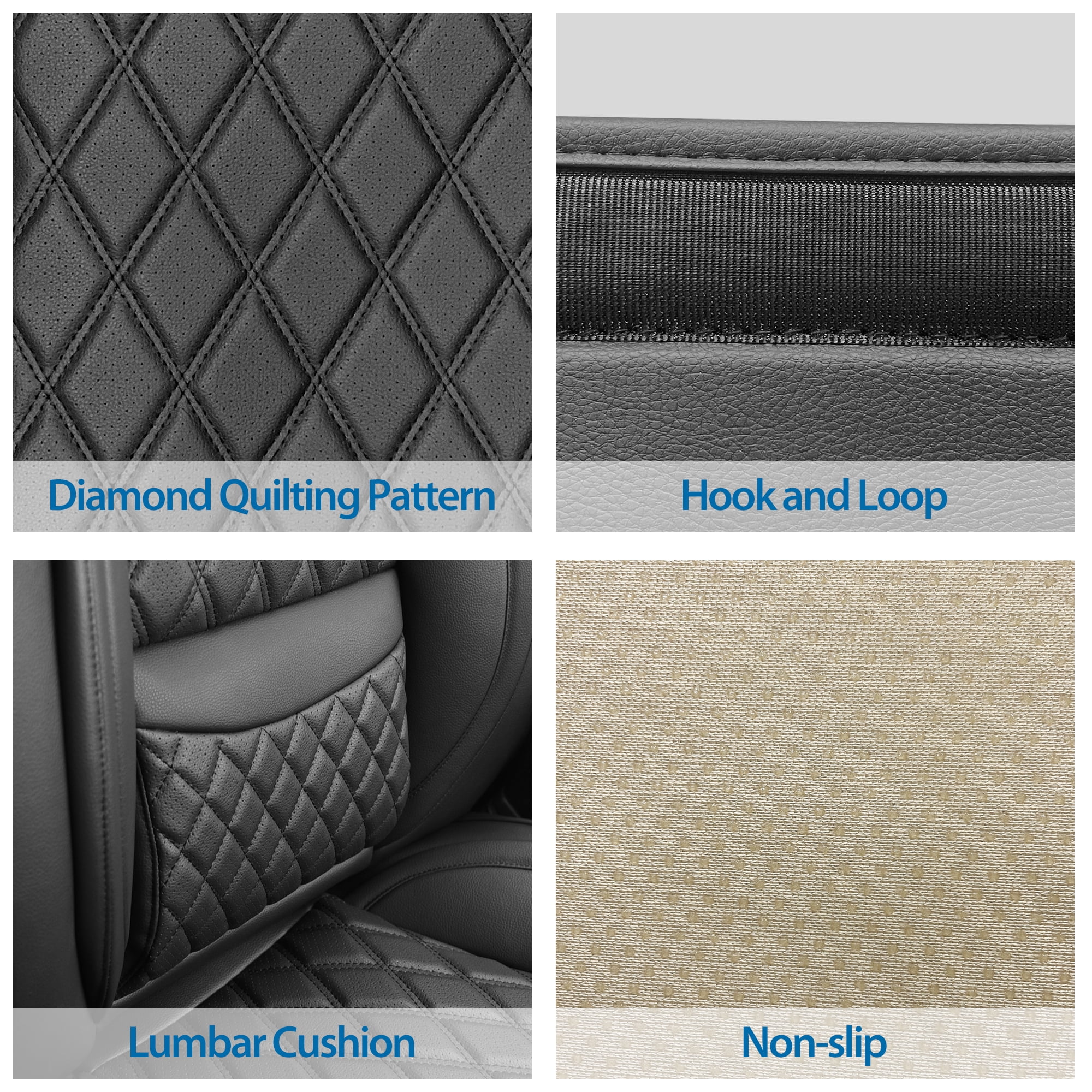 Elantrip Black Luxury Diamond Design Leather Car Seat Cover, Waterproof and Non-slip, for SUV, Truck, Car Cover