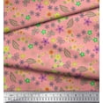 thumbnail image 3 of Soimoi Orange Cotton Cambric Fabric Leaves,Insect & Floral Artistic Print Fabric by The Yard 42 Inch Wide, 3 of 3