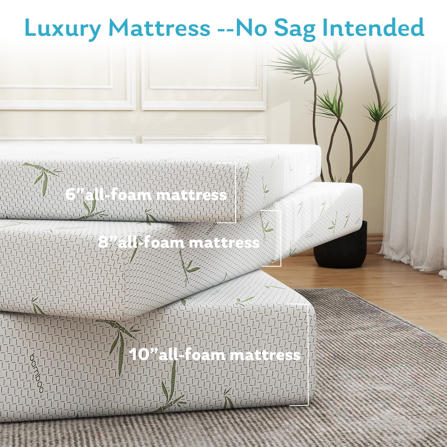 6'' Twin Size Memory Foam Mattress with Cover Breathable Bed Mattress in a Box, CertiPUR-US, Made in USA