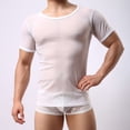thumbnail image 2 of Men Mesh See Through T-Shirt Fishnet Muscle Top Short Sleeve Clubwear Party, 2 of 11